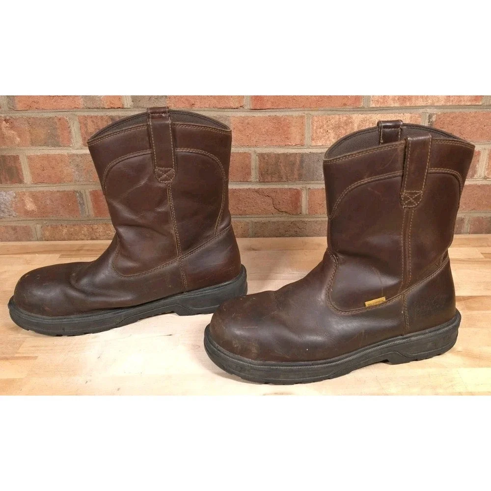 Herman Survivors Mens 13 Plower Waterproof Pull On Work Boots Steel Toe Brown